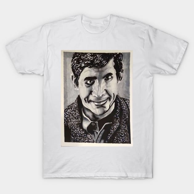 Psycho - "Wouldn't Hurt A Fly" Norman Bates portrait (original) T-Shirt by StagArtStudios